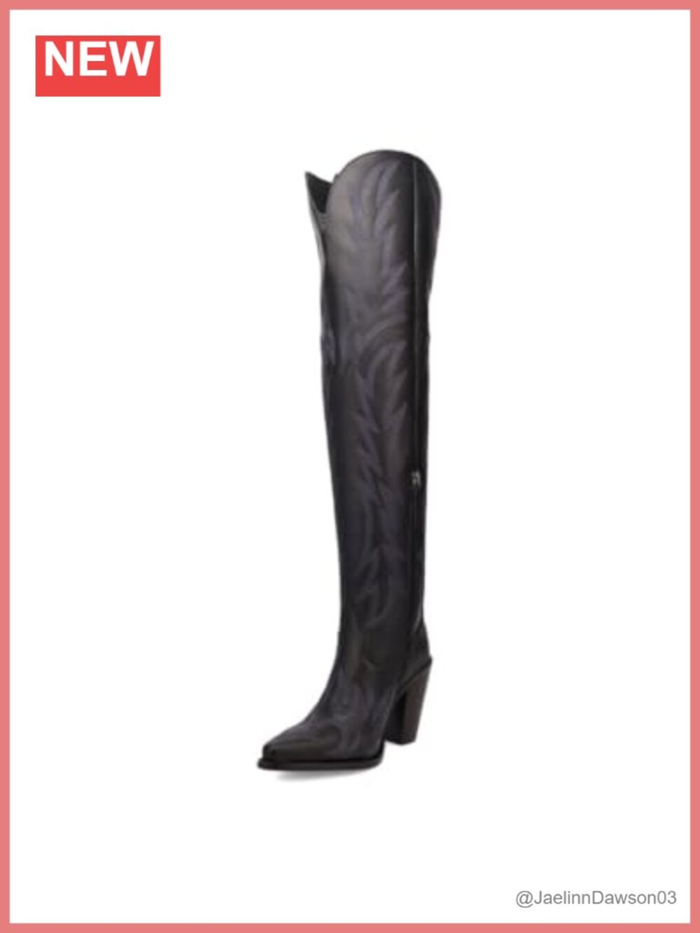 Knee-High Leather Western Boots with Snip Toe Block Heel for Women